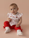Crew Neck Sleeveless Printed Baby Girl Blouse and Tights 2-Piece Set